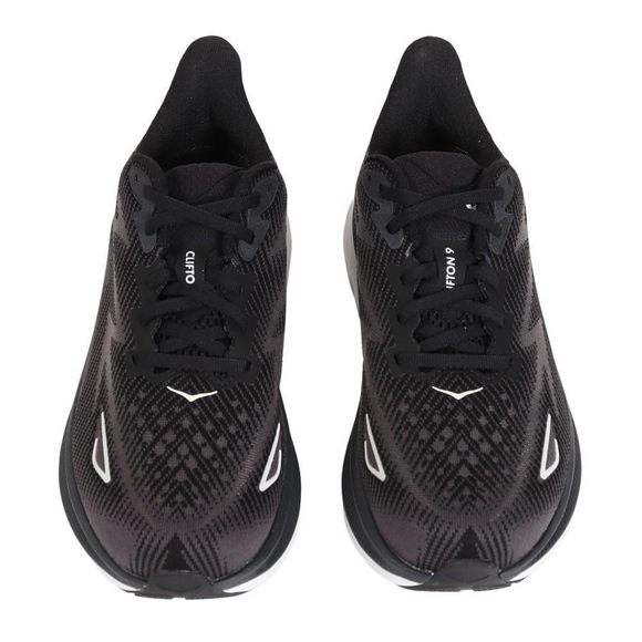 HOKA WOMEN'S CLIFTON 9 SNEAKER, BLACK/WHITE, 6.5 - Picture 4 of 6
